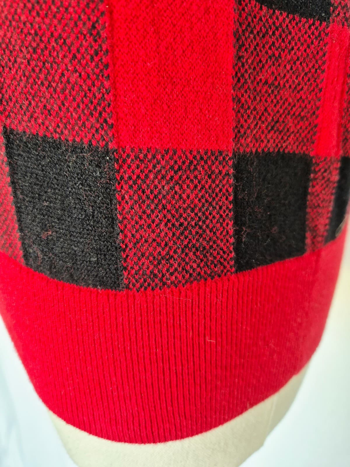Polo Ralph Lauren Cotton Wool Red Black Buffalo Plaid Short Sleeve Sweater Sz.M - Thumbnail 5