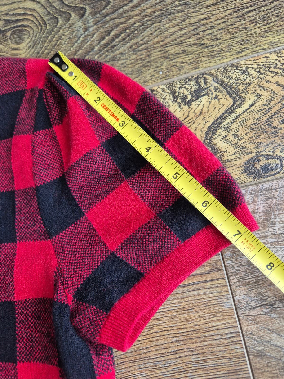 Polo Ralph Lauren Cotton Wool Red Black Buffalo Plaid Short Sleeve Sweater Sz.M - Thumbnail 11