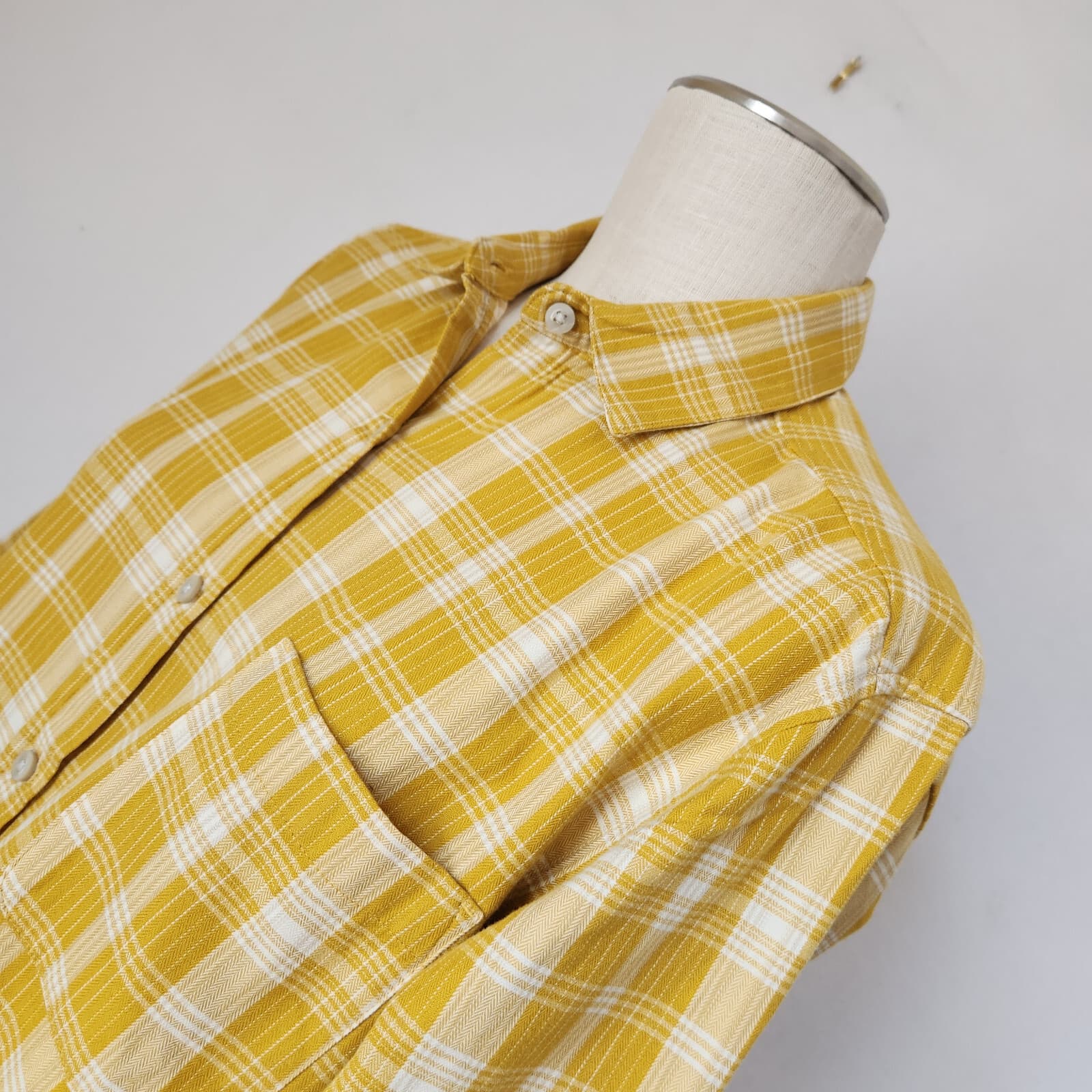 NWoT The North Face Boyfriend Plaid Button-Down Shirt Long Sleeve Yellow Women M - Thumbnail 4