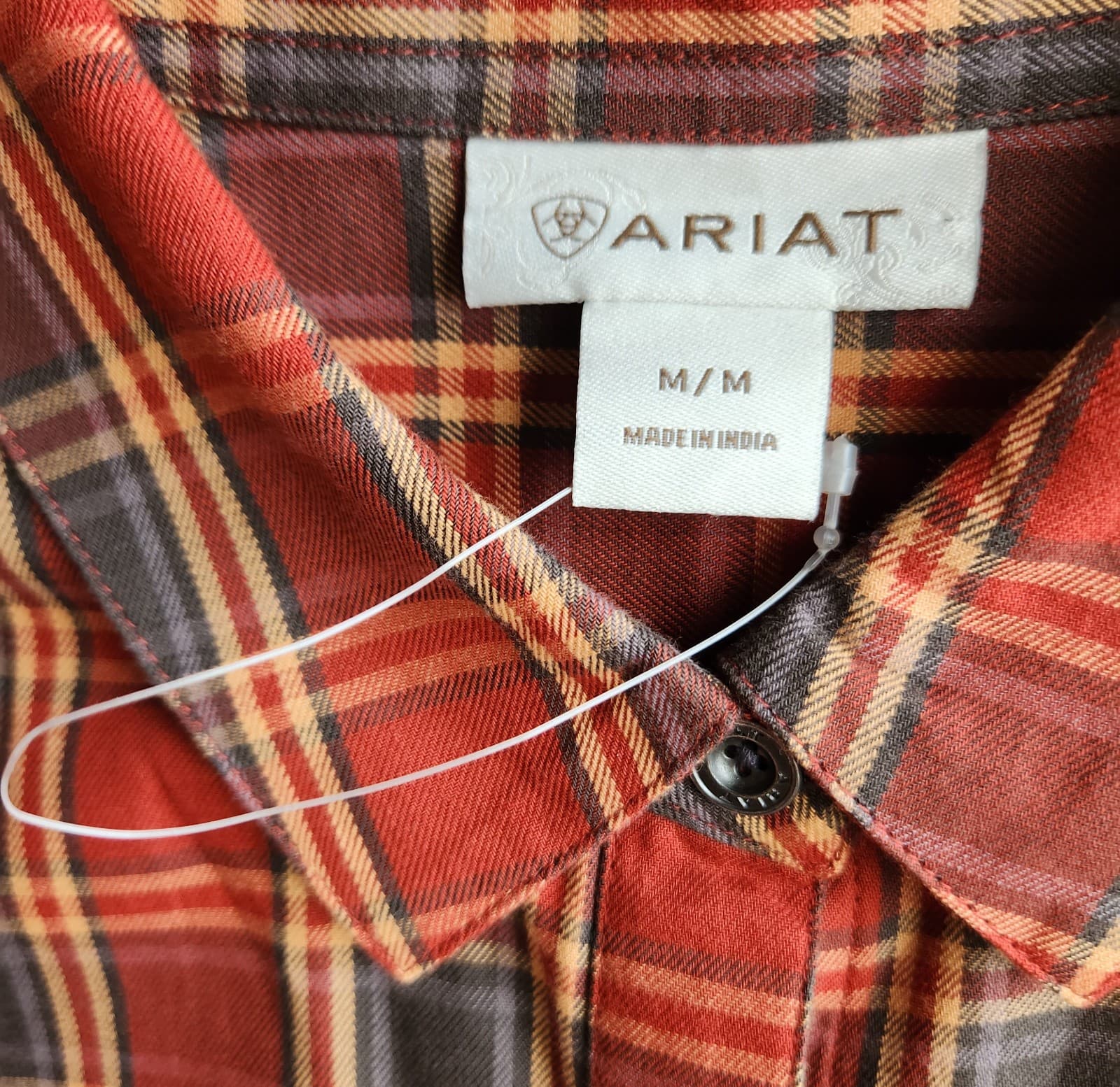 NWoT ARIAT Red Plaid Button-Up Western Shirt Long Sleeve Pocket Cotton Women's M - Thumbnail 7