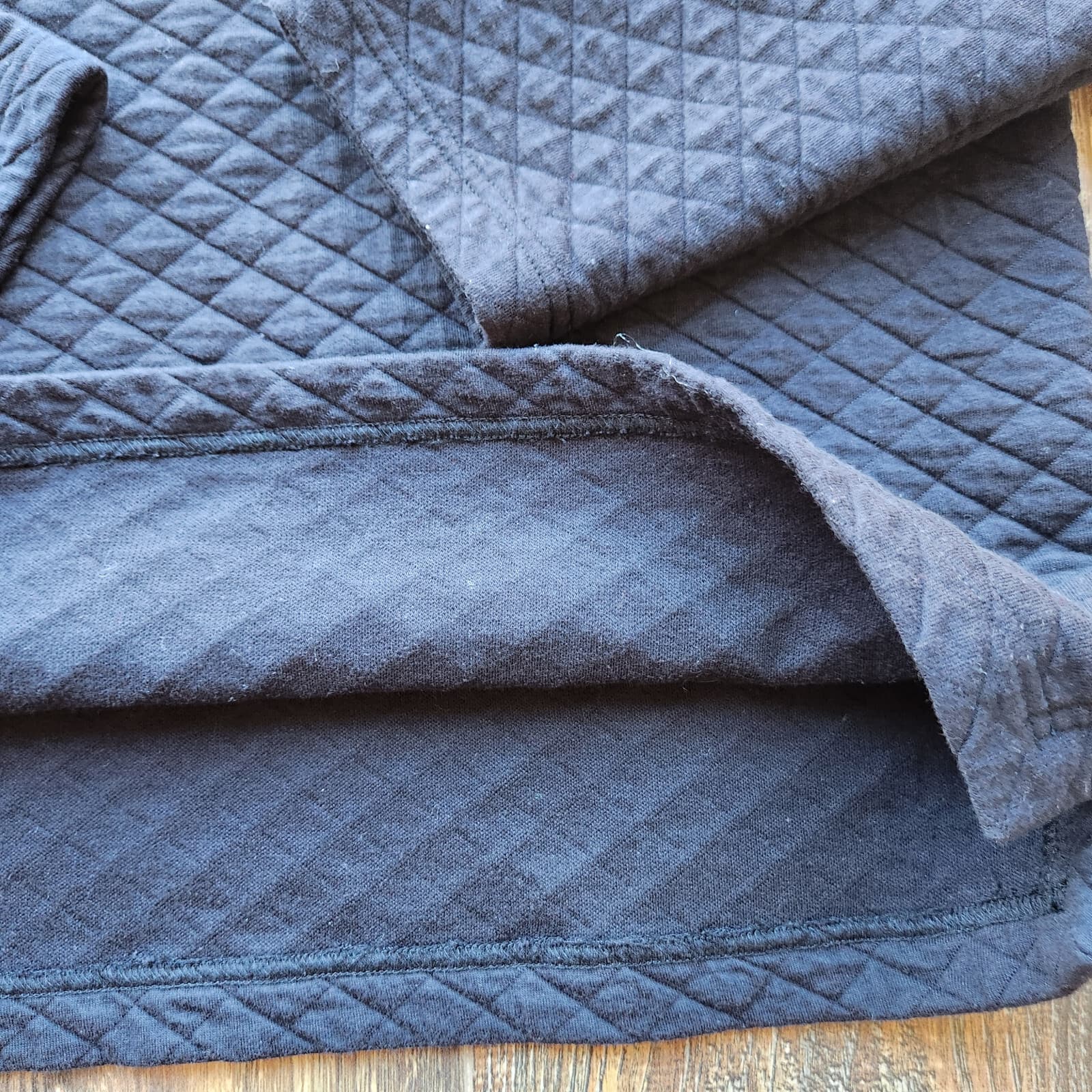 EILEEN FISHER Quilted Boxy Top Sweatshirt Mock Neck Organic Cotton Black Sz.PL - Thumbnail 7