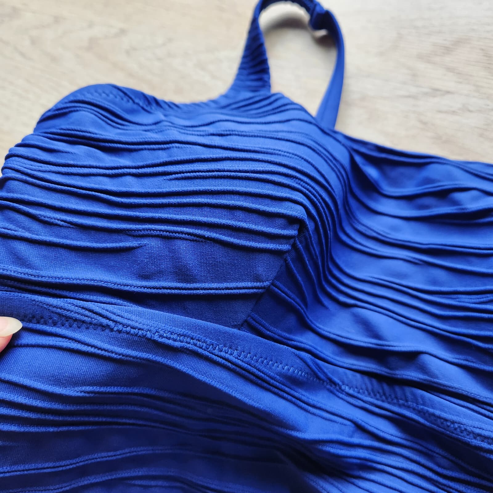 Lands' End Textured One-Piece Swimsuit Square Neck Bra-Padded Royal Blue Sz.4 - Thumbnail 3