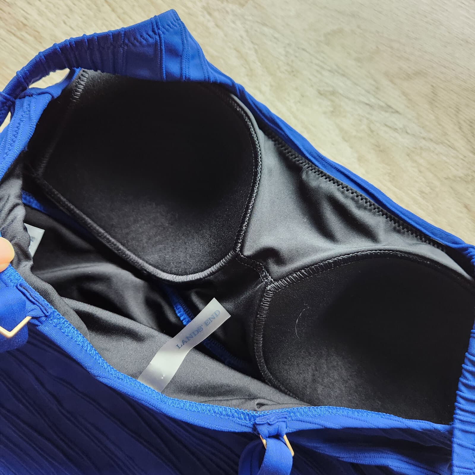 Lands' End Textured One-Piece Swimsuit Square Neck Bra-Padded Royal Blue Sz.4 - Thumbnail 6