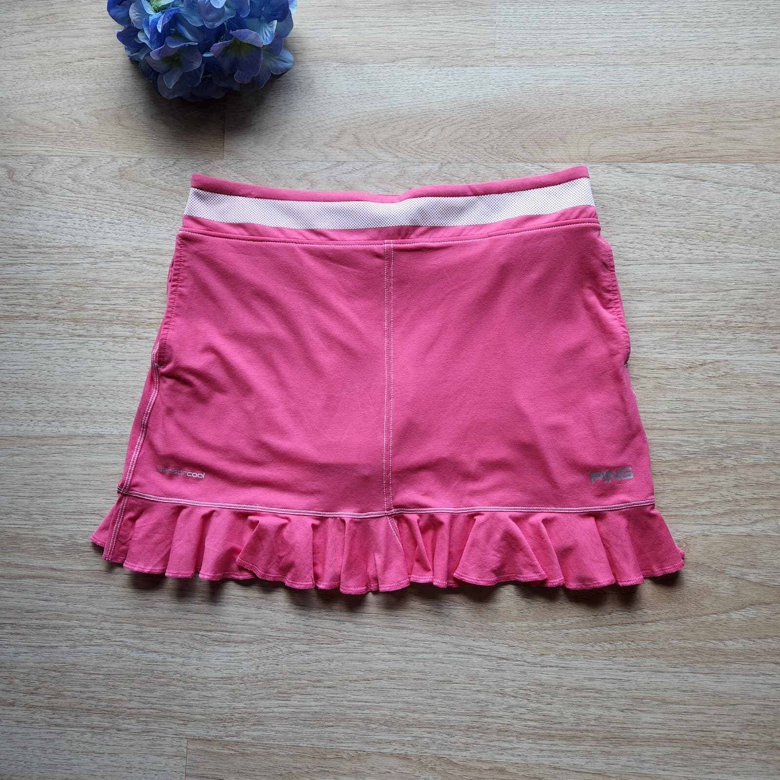 NWT PING Sensor Cool UV Protection Golf Skort Ruffle Hem Drawstring Pink Women M - Thumbnail 2