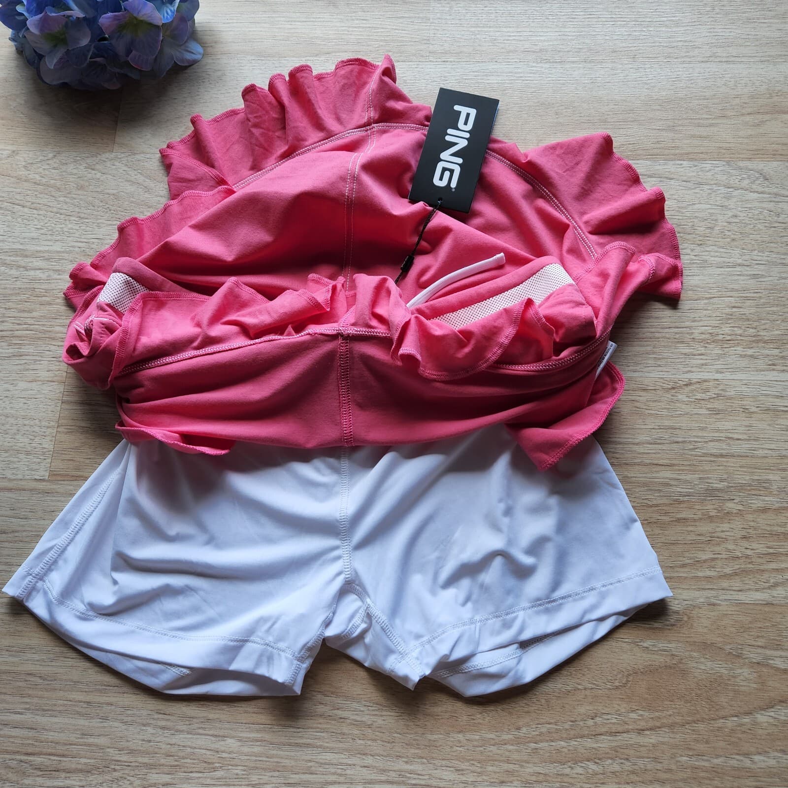 NWT PING Sensor Cool UV Protection Golf Skort Ruffle Hem Drawstring Pink Women M - Thumbnail 7