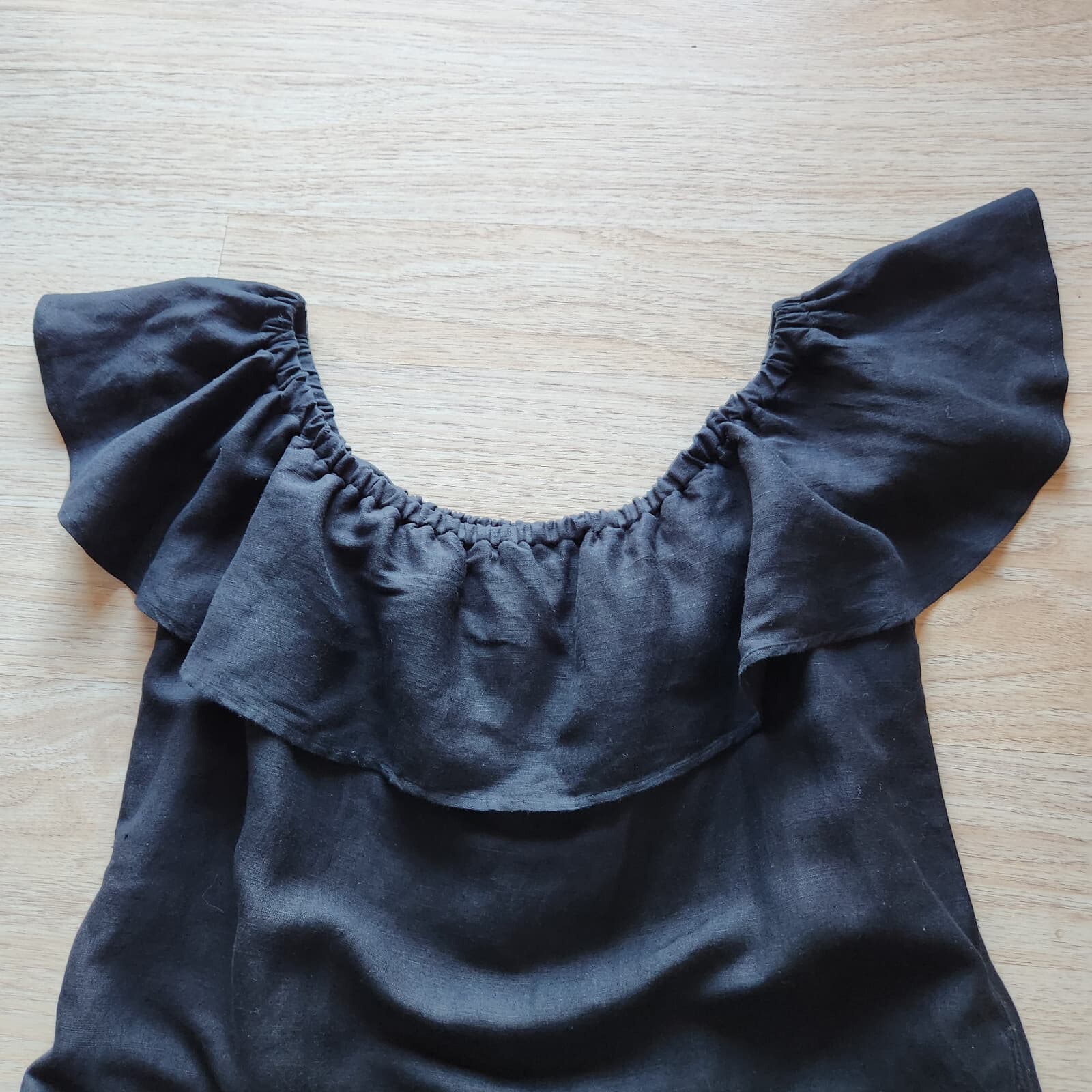 Tommy Bahama St. Lucia Off The Shoulder Mini Dress Pocket Linen Blend Black Sz.S - Thumbnail 11