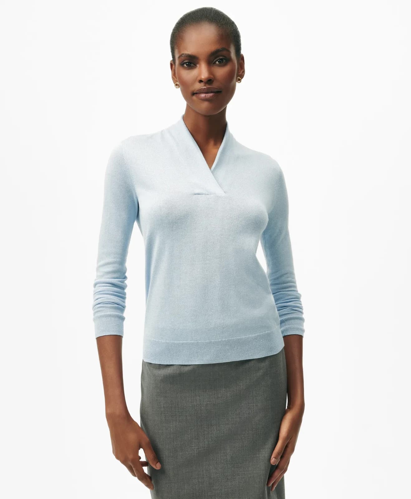 Brooks Brothers $168 Silk Cashmere Shawl Collar Sweater Pullover Beige Women's M - Thumbnail 5