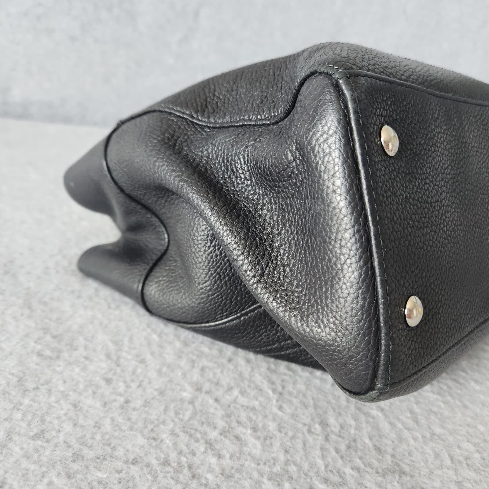 Coach Penelope Black Pebbled Leather Carryall Shoulder Bag Satchel Turn-Lock - Thumbnail 7