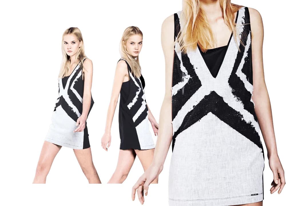 Cop . Copine $376 Launay Linen Blend Mini Dress Sleeveless Black Grey Women's M - Thumbnail 4