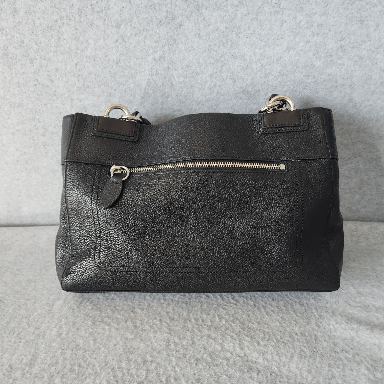 Coach Penelope Black Pebbled Leather Carryall Shoulder Bag Satchel Turn-Lock - Thumbnail 5