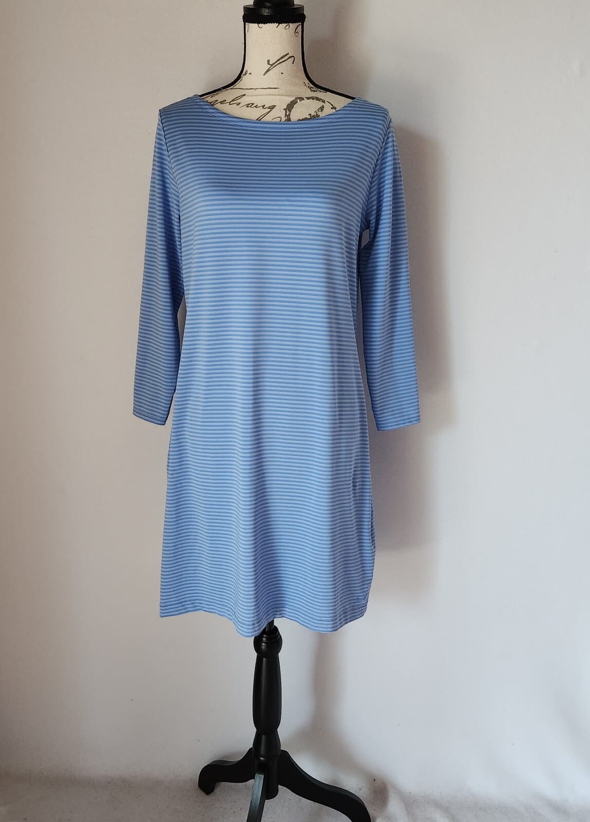 Vineyard Vines $148 Sankaty Pin-Stripe Boatneck Shift Dress Long Sleeve Blue M - Thumbnail 2