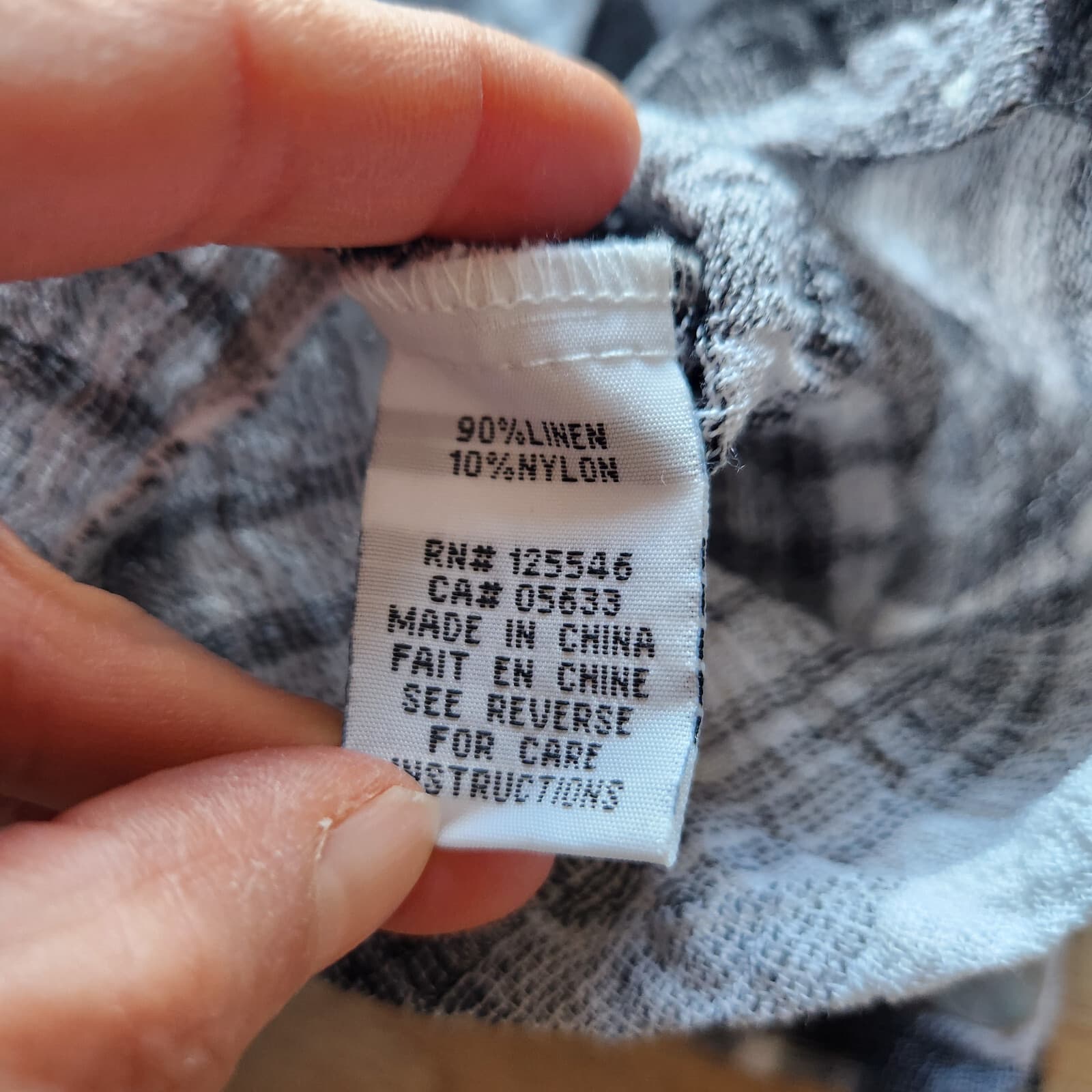 Habitat Lagenlook Linen Blend Crinkle Blouse 3/4 Sleeve Plaid Black Grey Sz.M - Thumbnail 9
