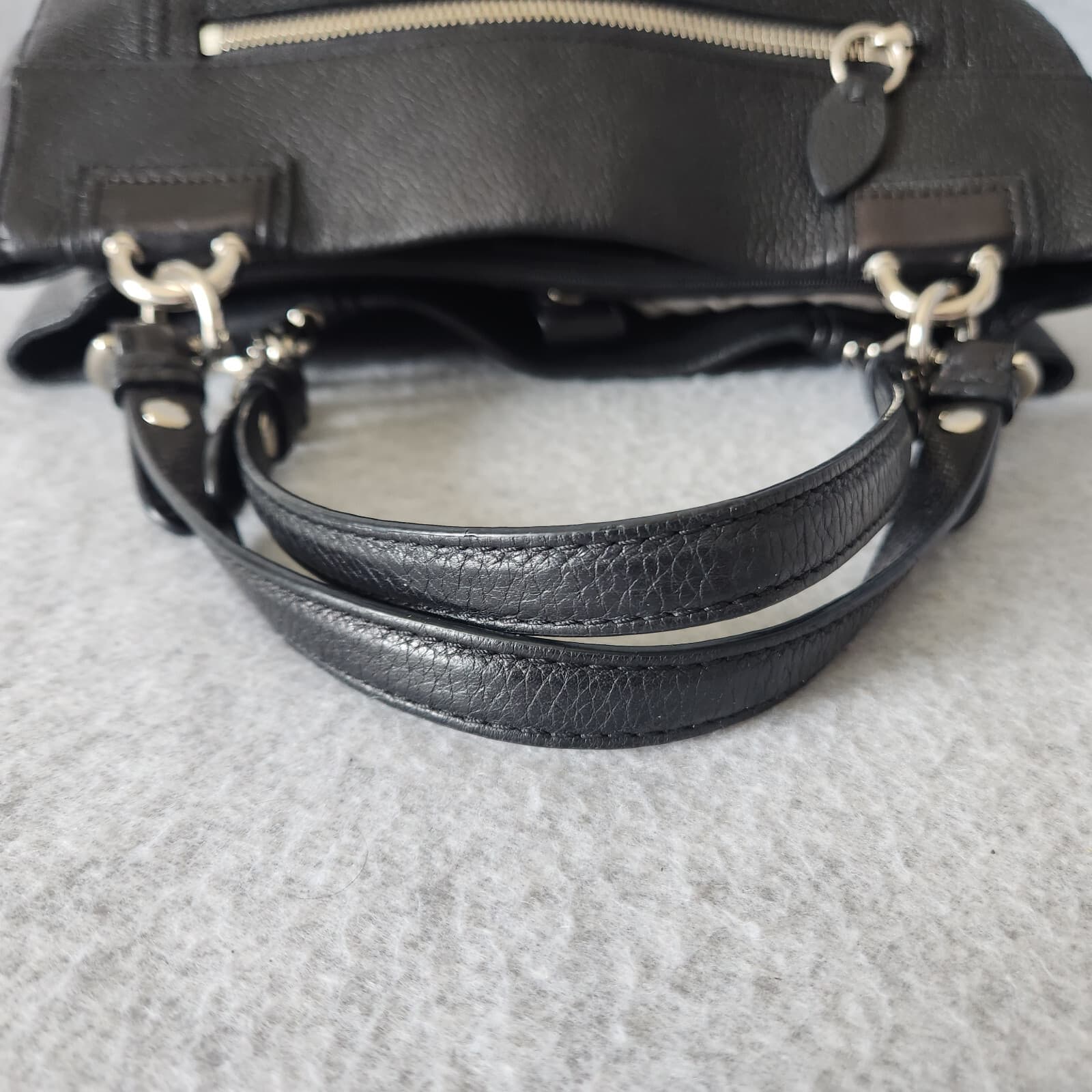 Coach Penelope Black Pebbled Leather Carryall Shoulder Bag Satchel Turn-Lock - Thumbnail 9
