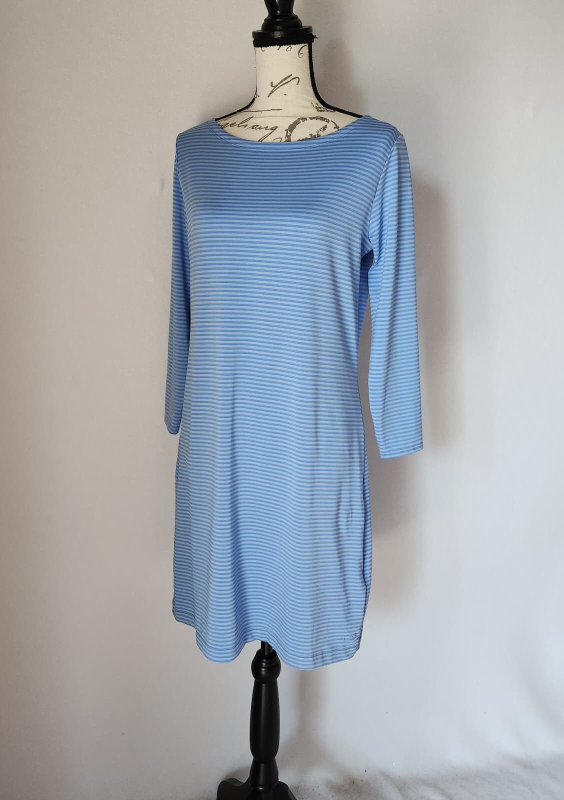 Vineyard Vines $148 Sankaty Pin-Stripe Boatneck Shift Dress Long Sleeve Blue M - Thumbnail 3