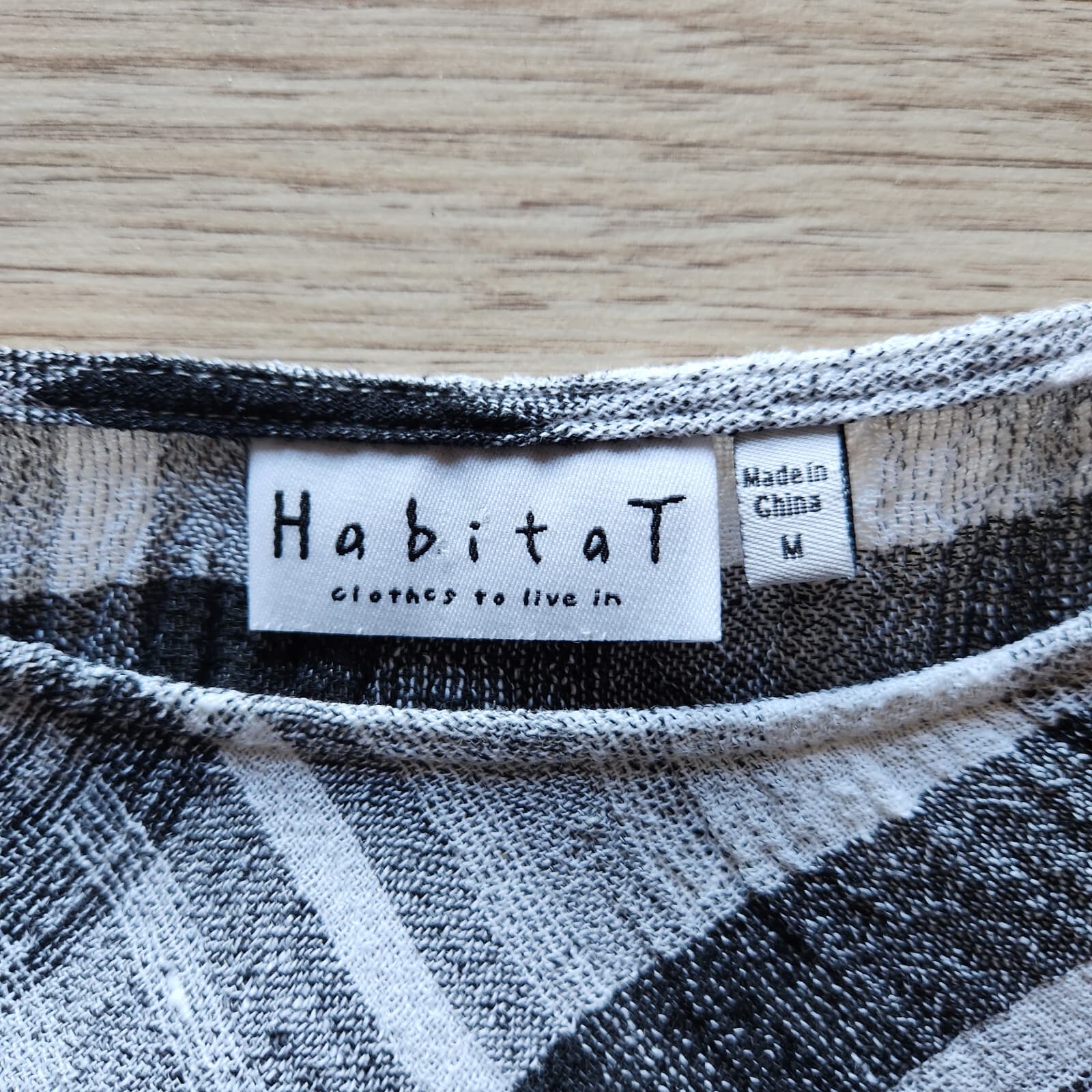 Habitat Lagenlook Linen Blend Crinkle Blouse 3/4 Sleeve Plaid Black Grey Sz.M - Thumbnail 6