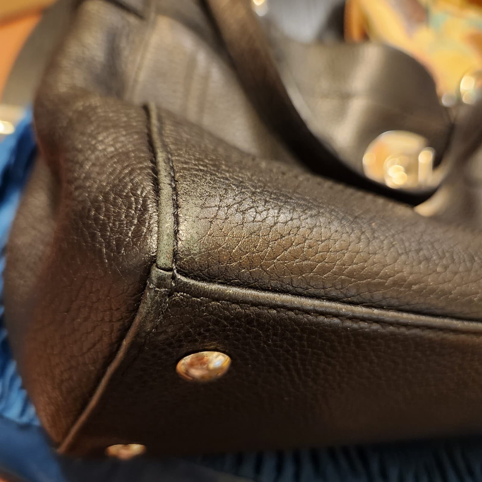 Coach Penelope Black Pebbled Leather Carryall Shoulder Bag Satchel Turn-Lock - Thumbnail 15