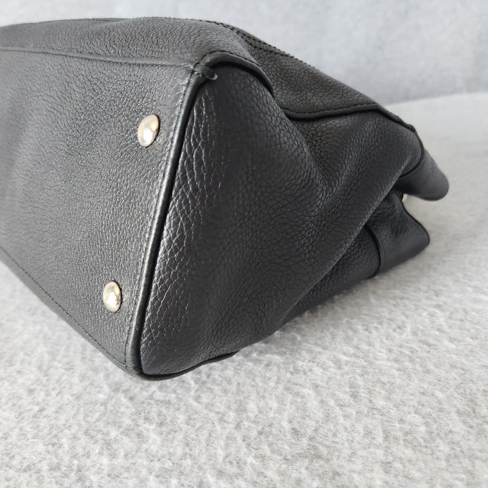 Coach Penelope Black Pebbled Leather Carryall Shoulder Bag Satchel Turn-Lock - Thumbnail 8