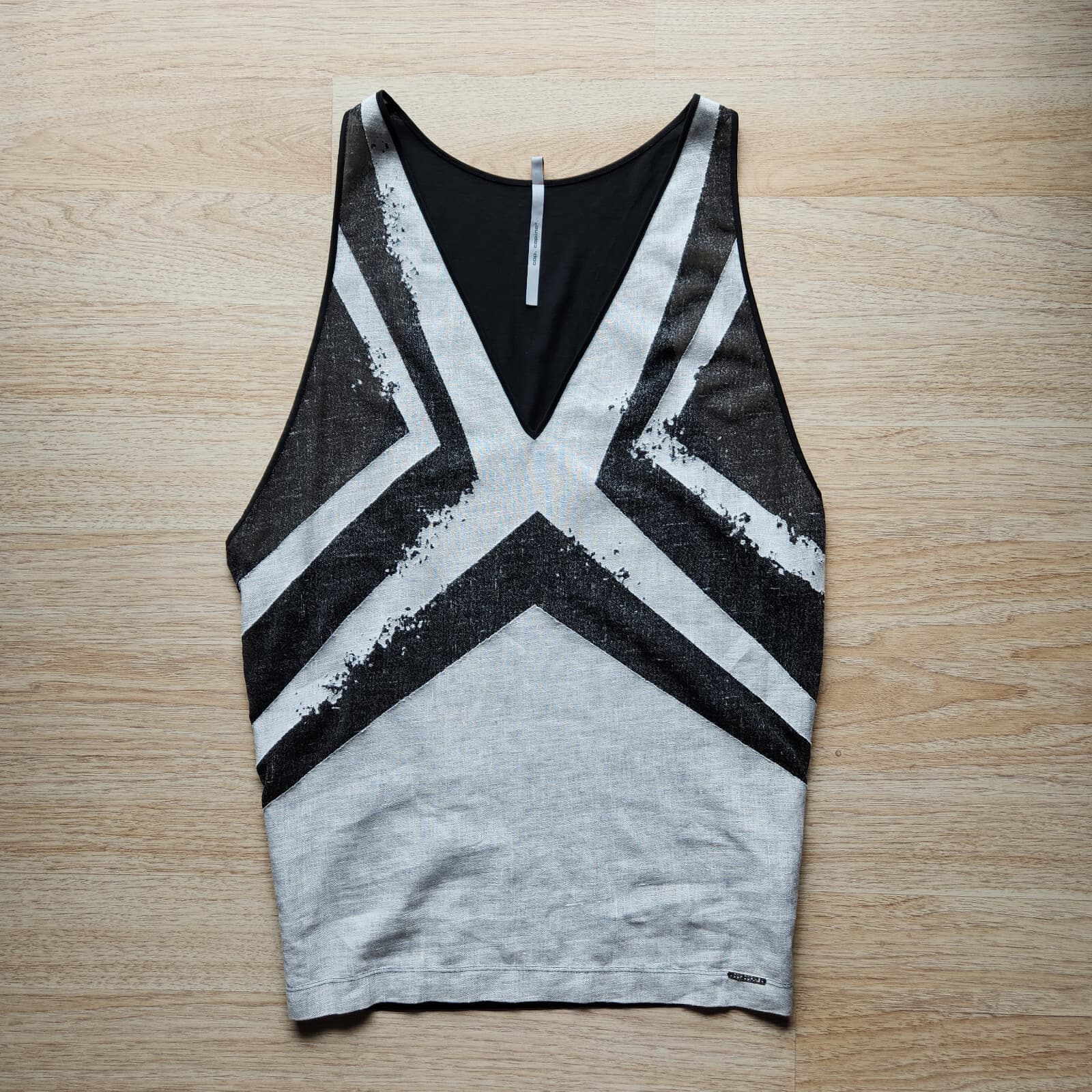 Cop . Copine $376 Launay Linen Blend Mini Dress Sleeveless Black Grey Women's M - Thumbnail 3