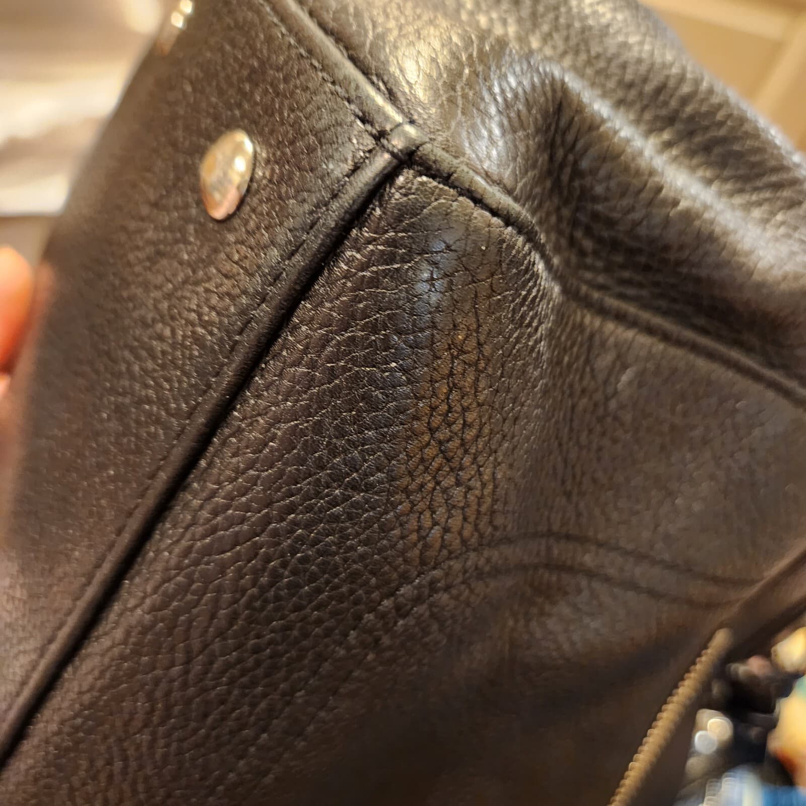 Coach Penelope Black Pebbled Leather Carryall Shoulder Bag Satchel Turn-Lock - Thumbnail 14