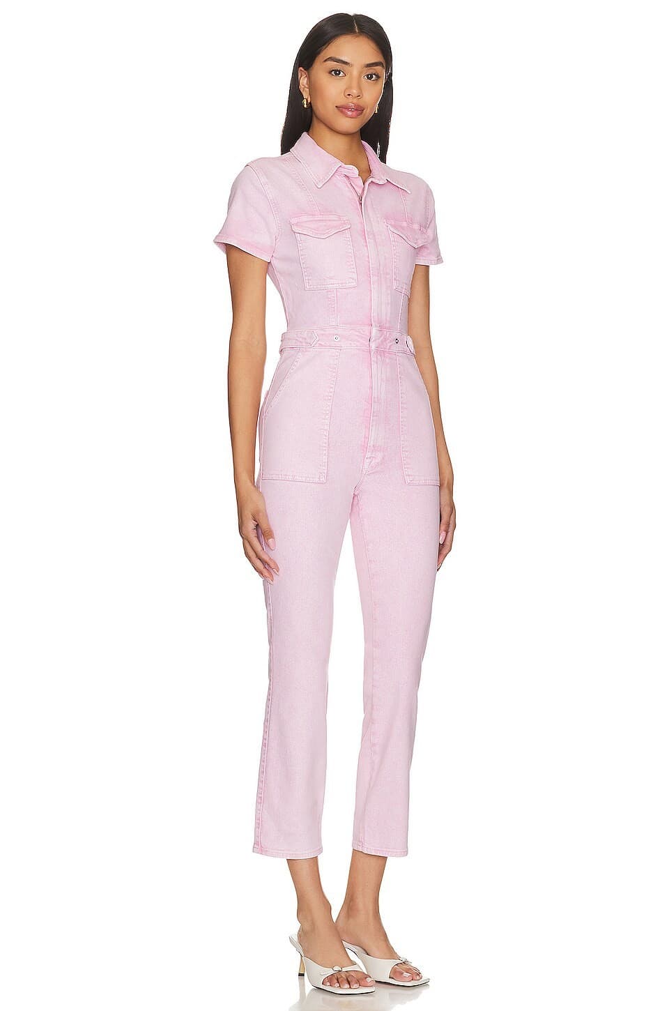 Good American Fit For Success Jumpsuit Stretch Denim Mineral Rose Quartz Sz.3 - Thumbnail 4