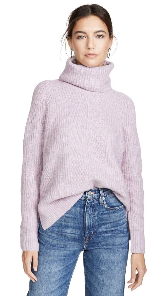 Madewell Mercer Coziest Yarn Wool Blend Turtleneck Sweater Heather Wisteria Sz.S - Thumbnail 4