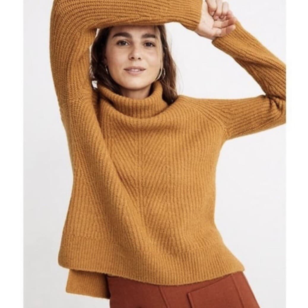 Madewell Mercer Coziest Yarn Wool Blend Turtleneck Sweater Heather Wisteria Sz.S - Thumbnail 6