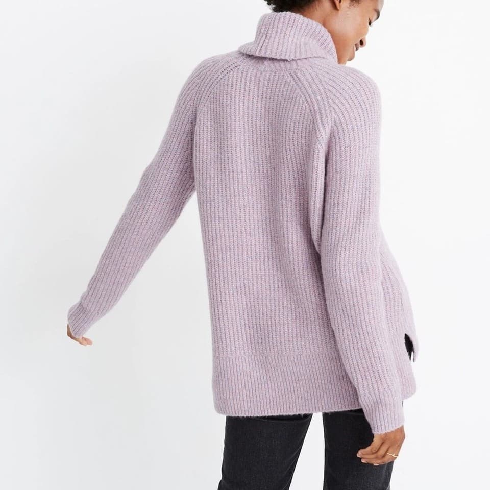 Madewell Mercer Coziest Yarn Wool Blend Turtleneck Sweater Heather Wisteria Sz.S - Thumbnail 8