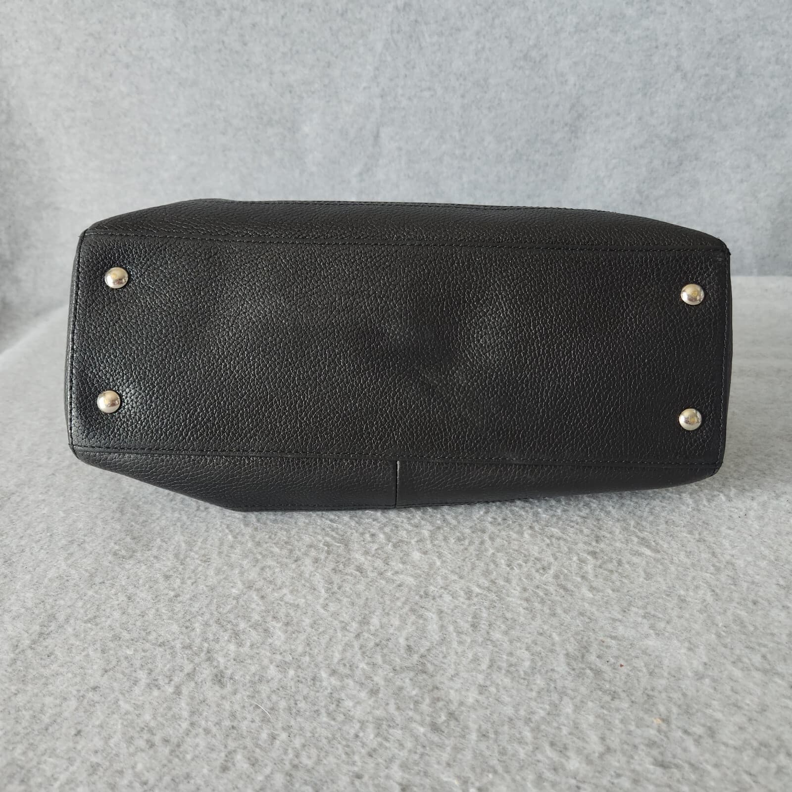 Coach Penelope Black Pebbled Leather Carryall Shoulder Bag Satchel Turn-Lock - Thumbnail 6