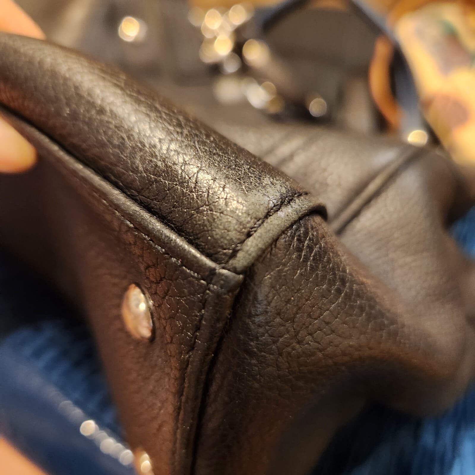 Coach Penelope Black Pebbled Leather Carryall Shoulder Bag Satchel Turn-Lock - Thumbnail 13