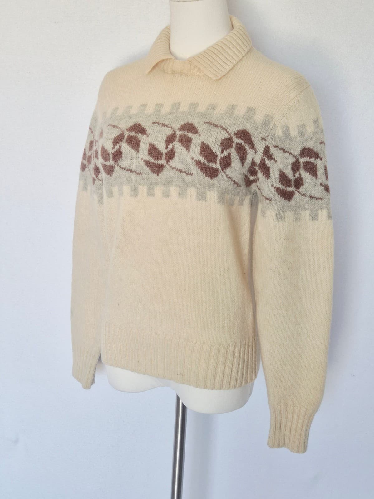 Vintage French Connection Shetland Wool Scandinavian Sweater Crew-Collar Size S - Thumbnail 3