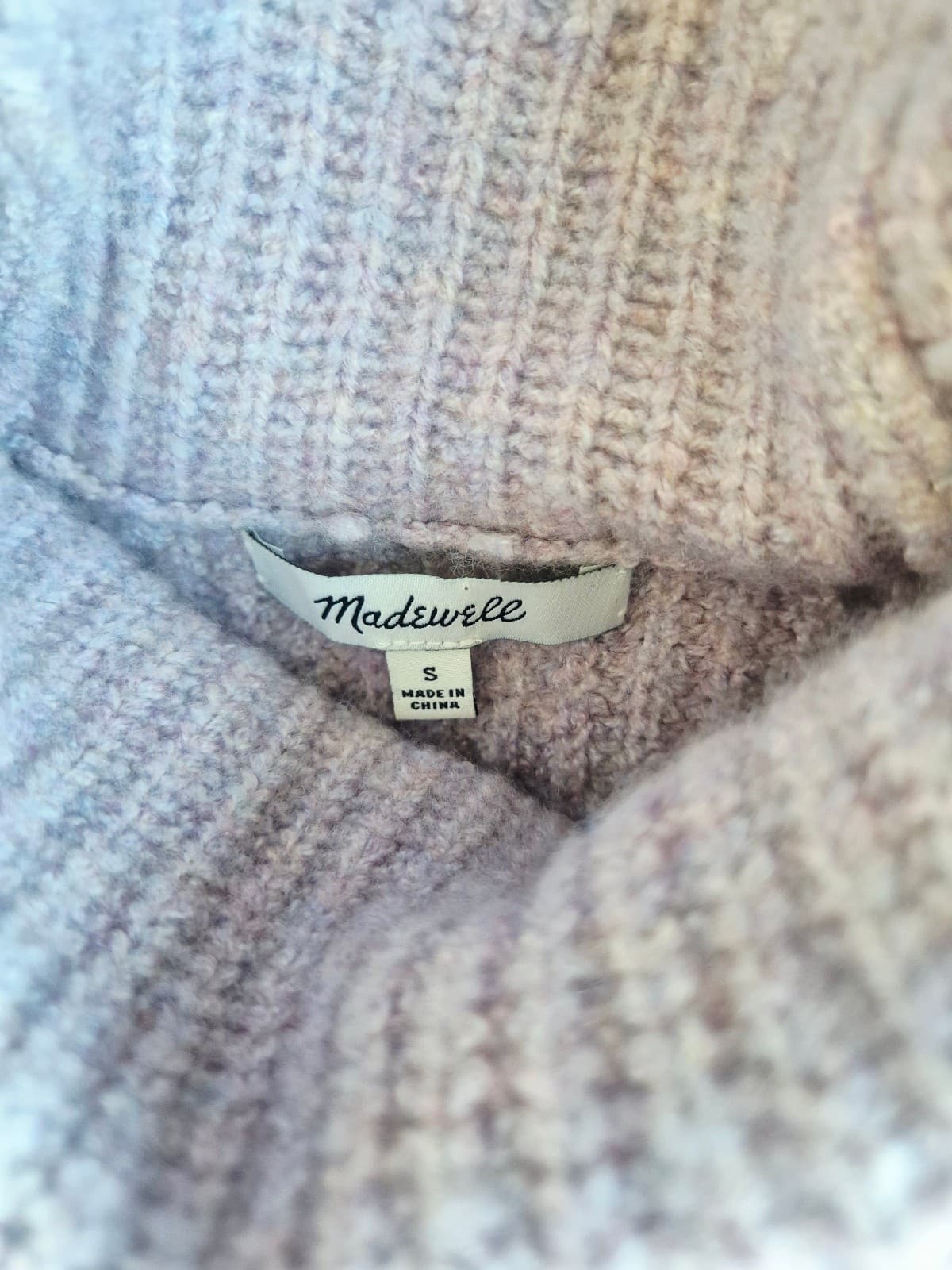 Madewell Mercer Coziest Yarn Wool Blend Turtleneck Sweater Heather Wisteria Sz.S - Thumbnail 12