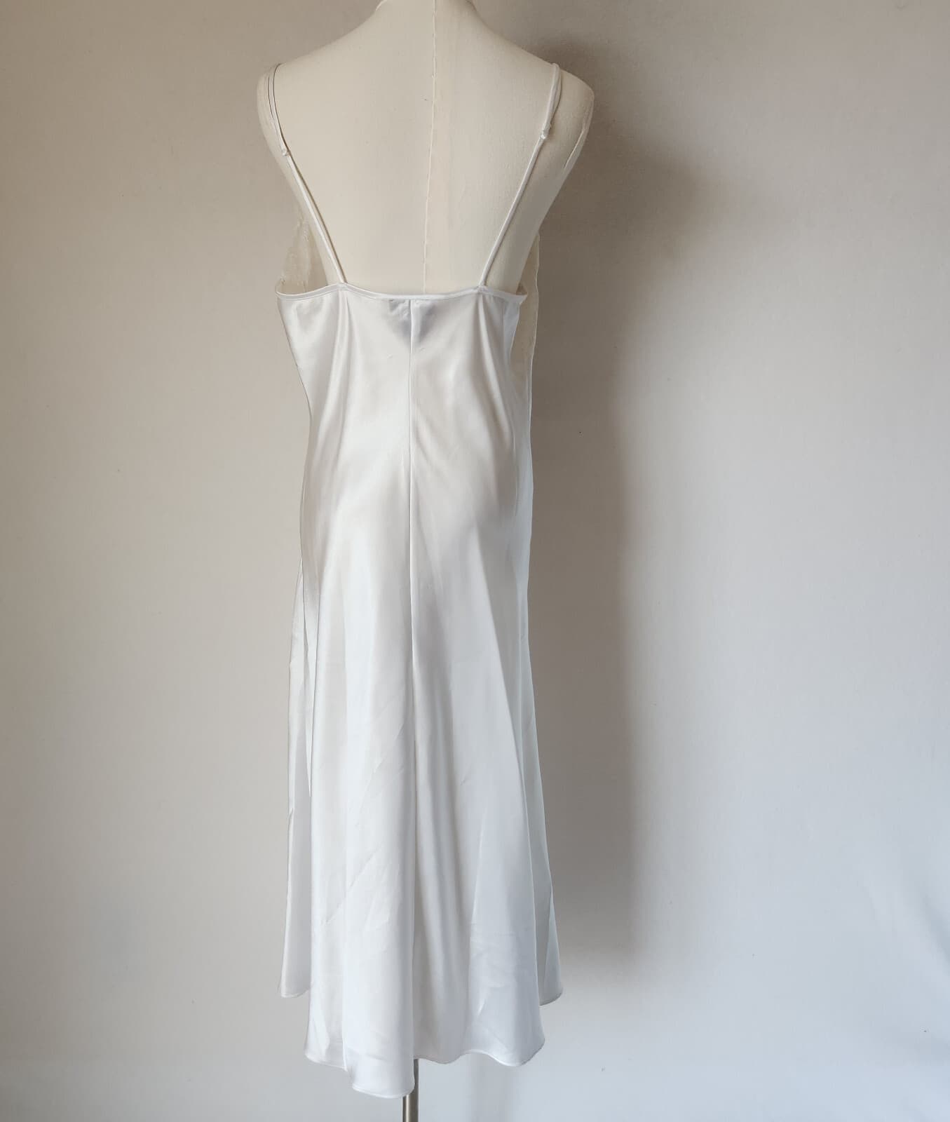Vintage Jolynn Lace Beaded Satin Bridal Midi Slip Dress Nightwear White Sz.M - Thumbnail 10