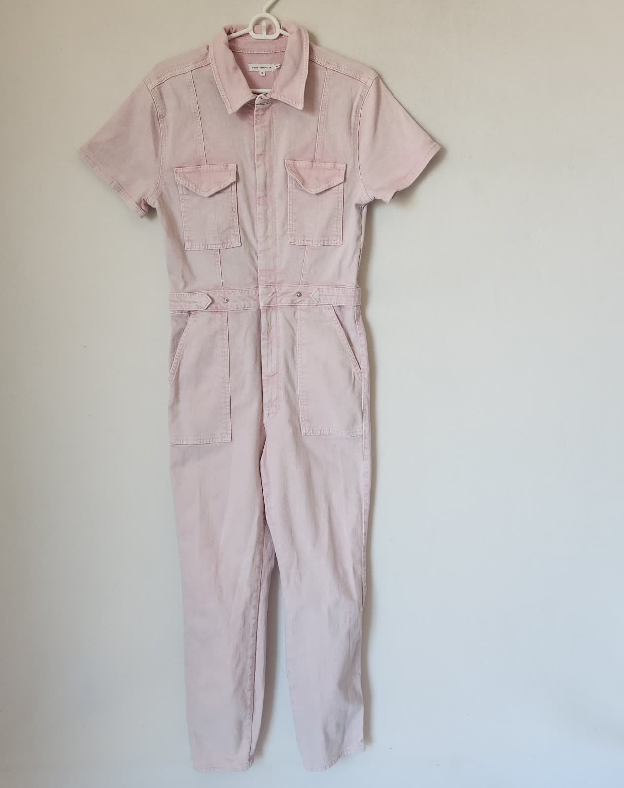 Good American Fit For Success Jumpsuit Stretch Denim Mineral Rose Quartz Sz.3 - Thumbnail 5