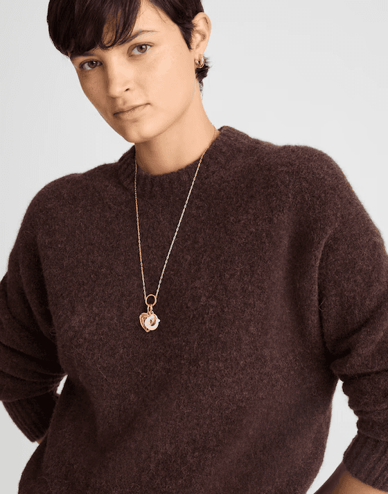 Madewell CloudSoft Wool Alpaca Drop-Shoulder Crewneck Sweater Autumn Fuchsia M - Thumbnail 7