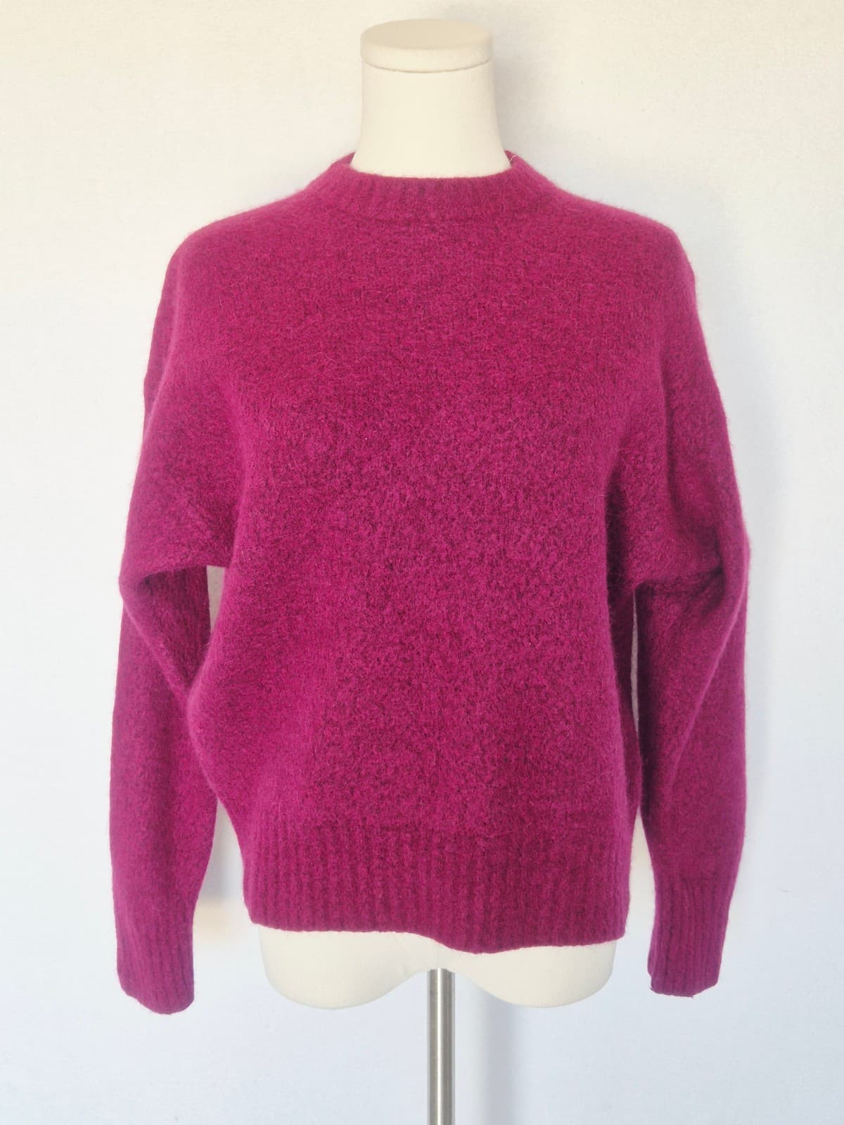 Madewell CloudSoft Wool Alpaca Drop-Shoulder Crewneck Sweater Autumn Fuchsia M - Thumbnail 2