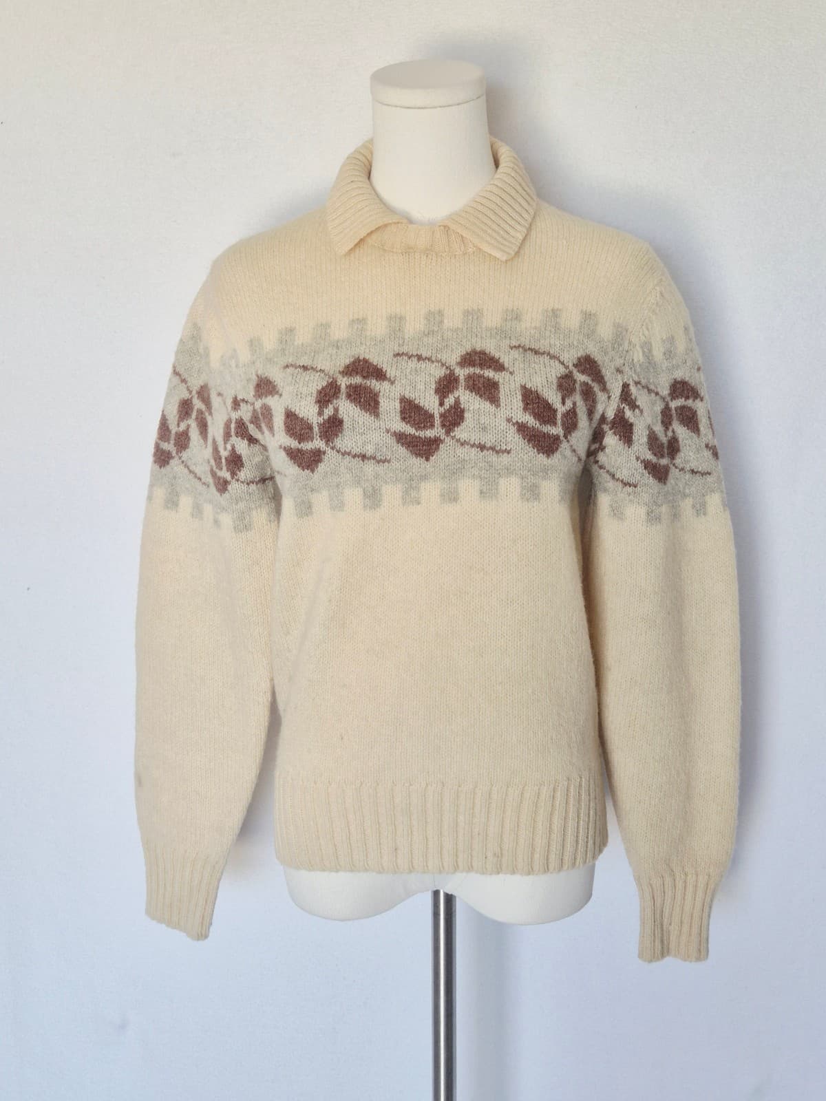 Vintage French Connection Shetland Wool Scandinavian Sweater Crew-Collar Size S - Thumbnail 2
