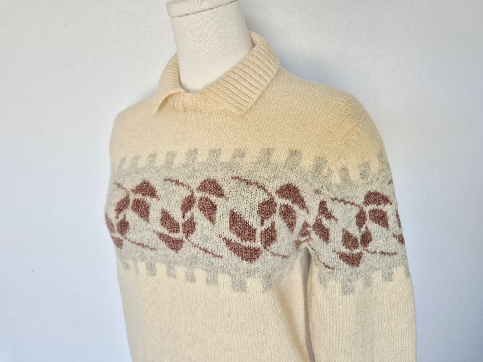 Vintage French Connection Shetland Wool Scandinavian Sweater Crew-Collar Size S - Thumbnail 4