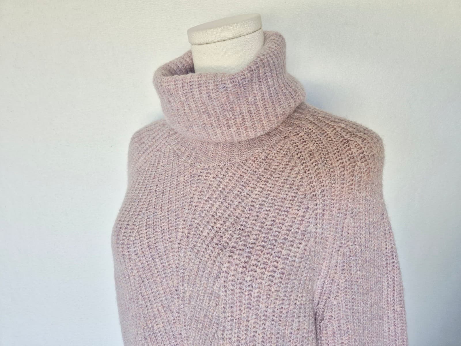 Madewell Mercer Coziest Yarn Wool Blend Turtleneck Sweater Heather Wisteria Sz.S - Thumbnail 5