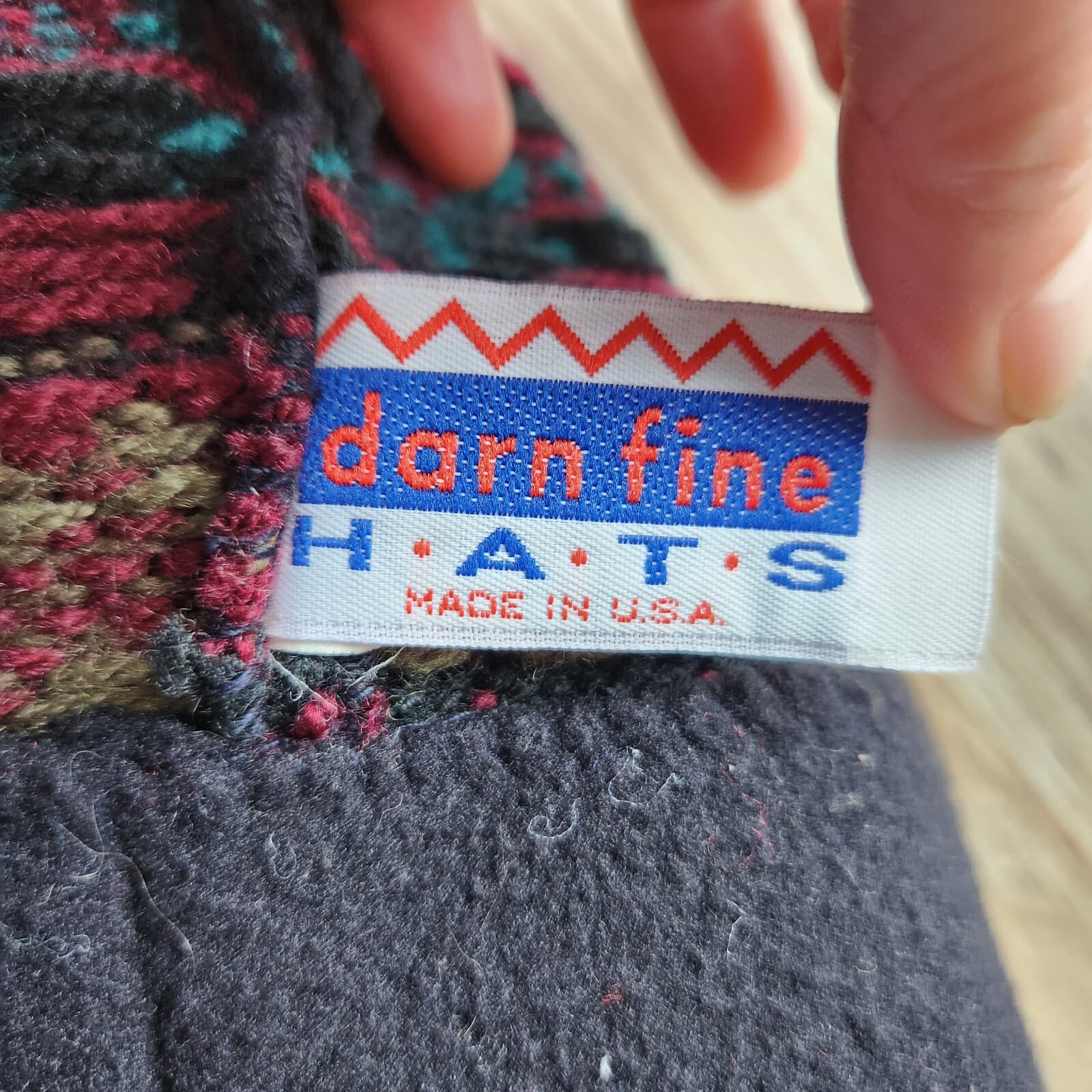 Vintage Darn Fine Hats Made in USA Warm Acrylic Winter Hat Ear-Flaps One Size - Thumbnail 7