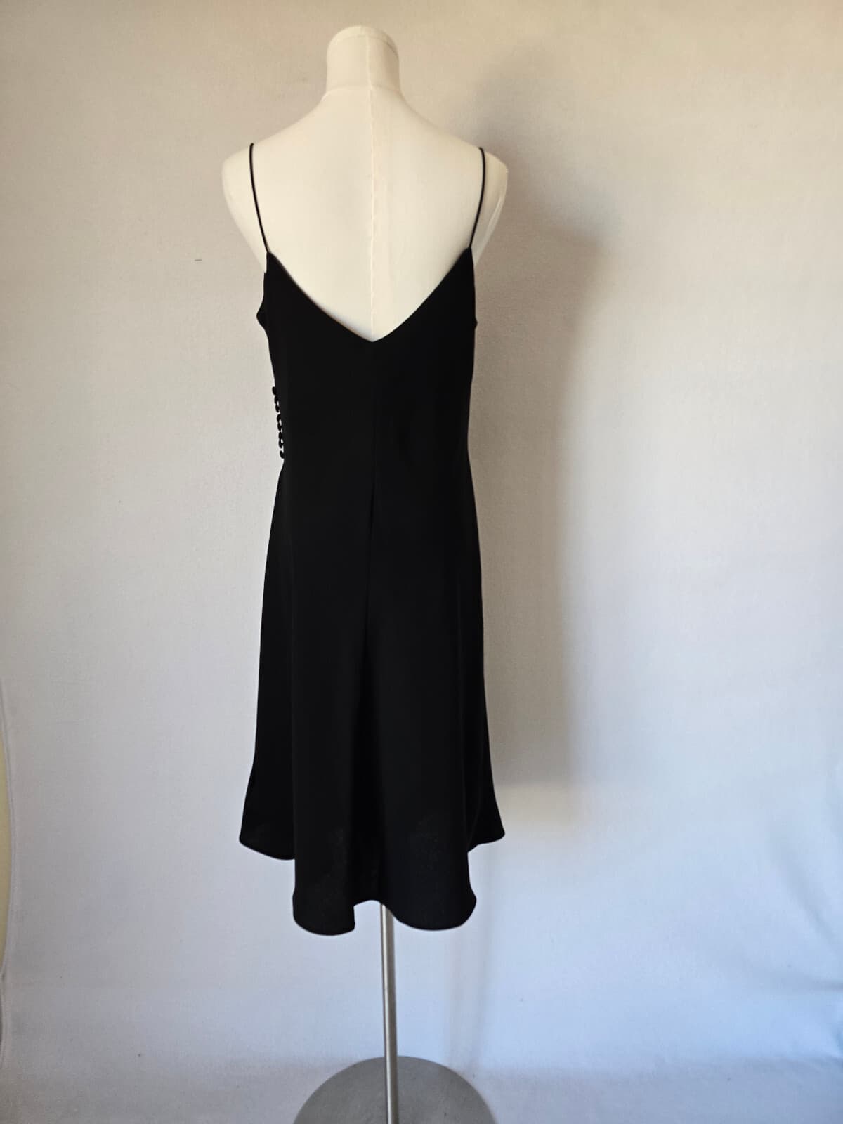 Vintage Y2K JONES NEW YORK Ruched Waist Evening Dress Spaghetti Straps Black 12 - Thumbnail 6