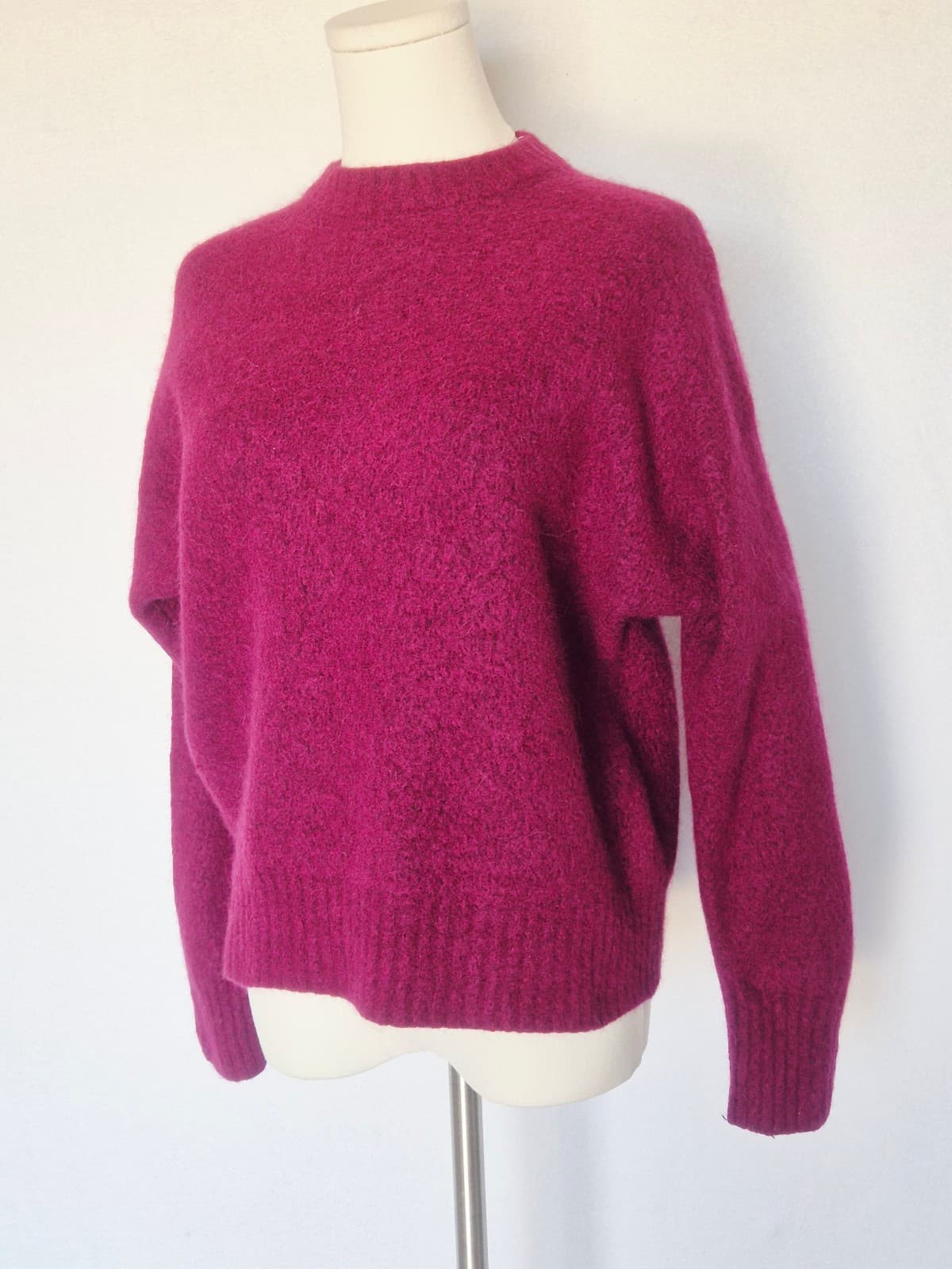 Madewell CloudSoft Wool Alpaca Drop-Shoulder Crewneck Sweater Autumn Fuchsia M - Thumbnail 4