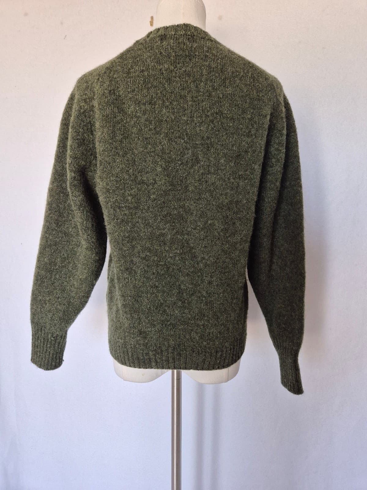 Vintage Lands' End Made in Scotland 100% Wool V-Neck Sweater Green Women's M - Thumbnail 4