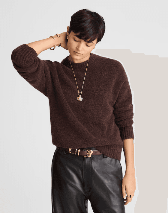 Madewell CloudSoft Wool Alpaca Drop-Shoulder Crewneck Sweater Autumn Fuchsia M - Thumbnail 8