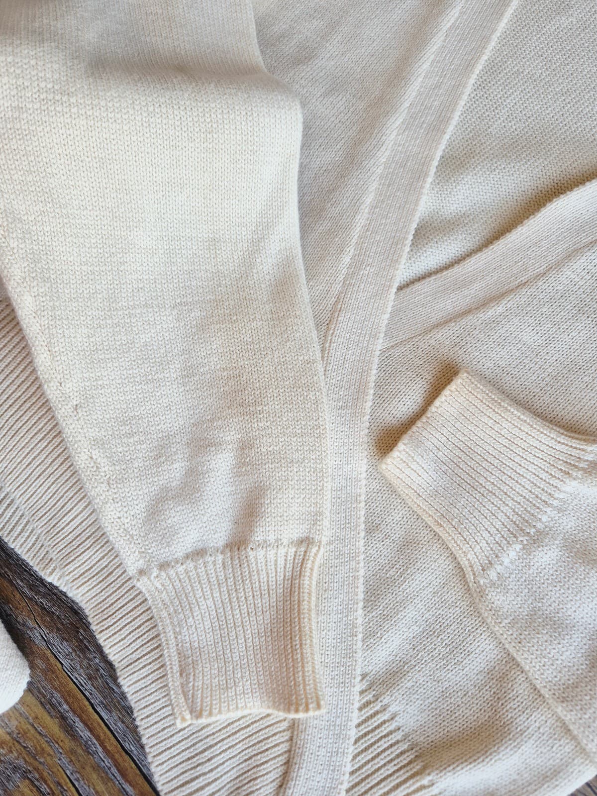 Vintage Ralph Lauren Blue Label Cream 100% Cotton Cropped Wrap Sweater Women's L - Thumbnail 11