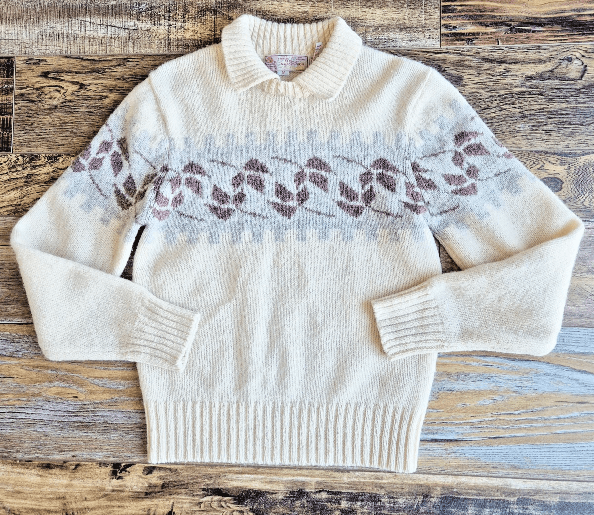 Vintage French Connection Shetland Wool Scandinavian Sweater Crew-Collar Size S - Thumbnail 5