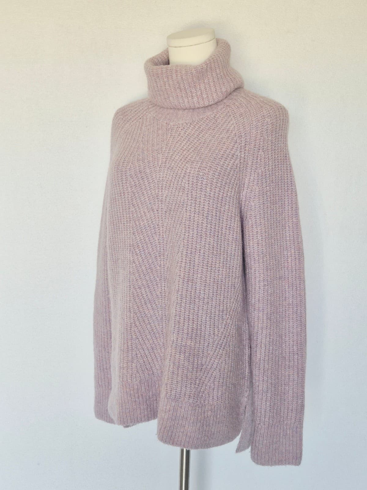 Madewell Mercer Coziest Yarn Wool Blend Turtleneck Sweater Heather Wisteria Sz.S - Thumbnail 3