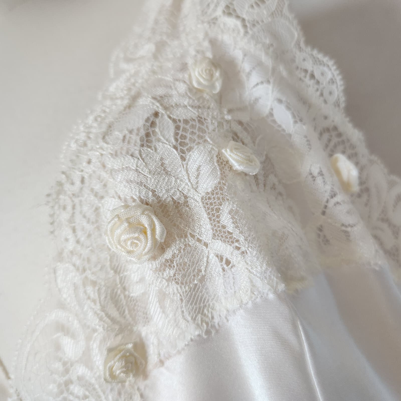 Vintage Jolynn Lace Beaded Satin Bridal Midi Slip Dress Nightwear White Sz.M - Thumbnail 7