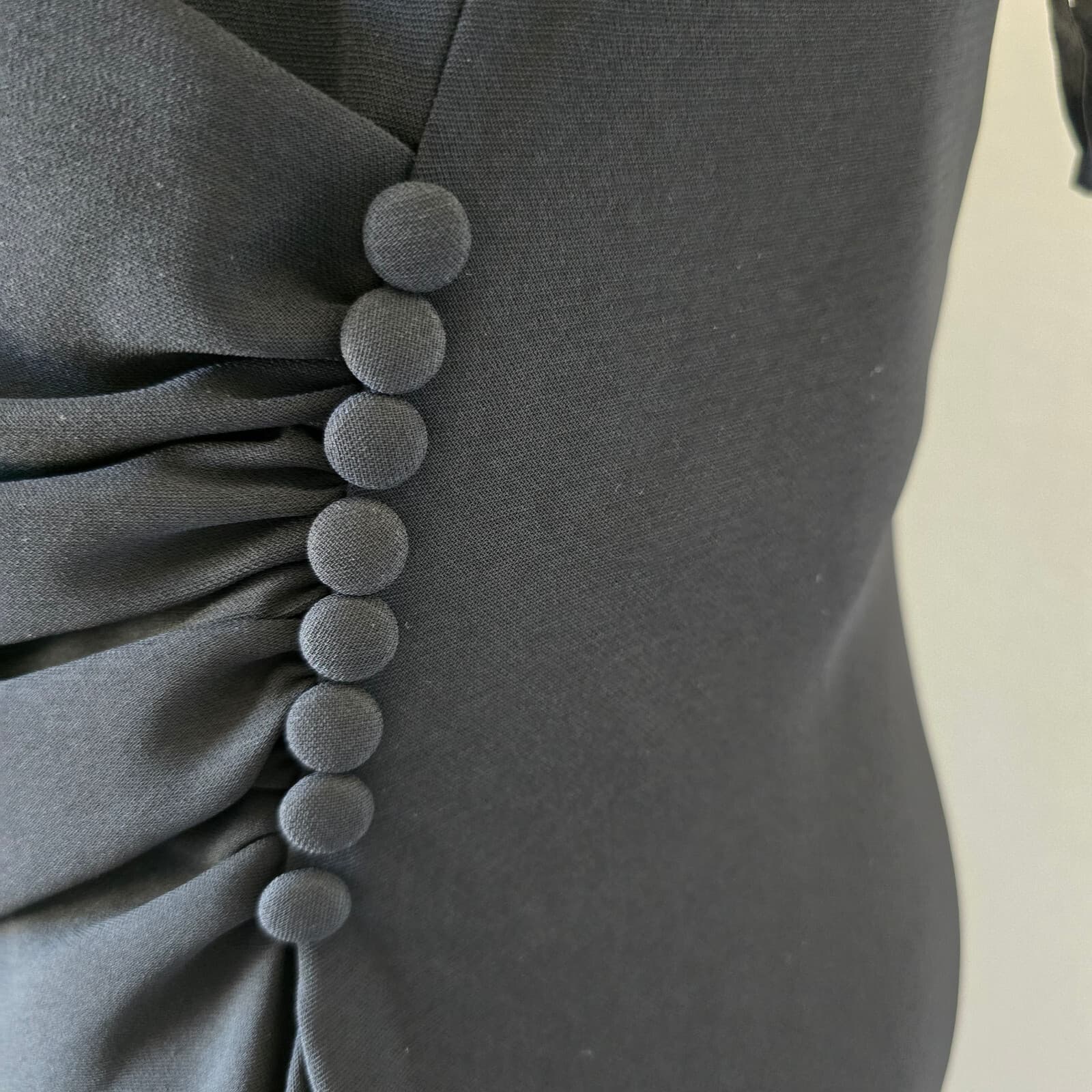 Vintage Y2K JONES NEW YORK Ruched Waist Evening Dress Spaghetti Straps Black 12 - Thumbnail 5