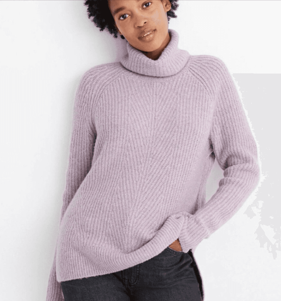 Madewell Mercer Coziest Yarn Wool Blend Turtleneck Sweater Heather Wisteria Sz.S - Thumbnail 2