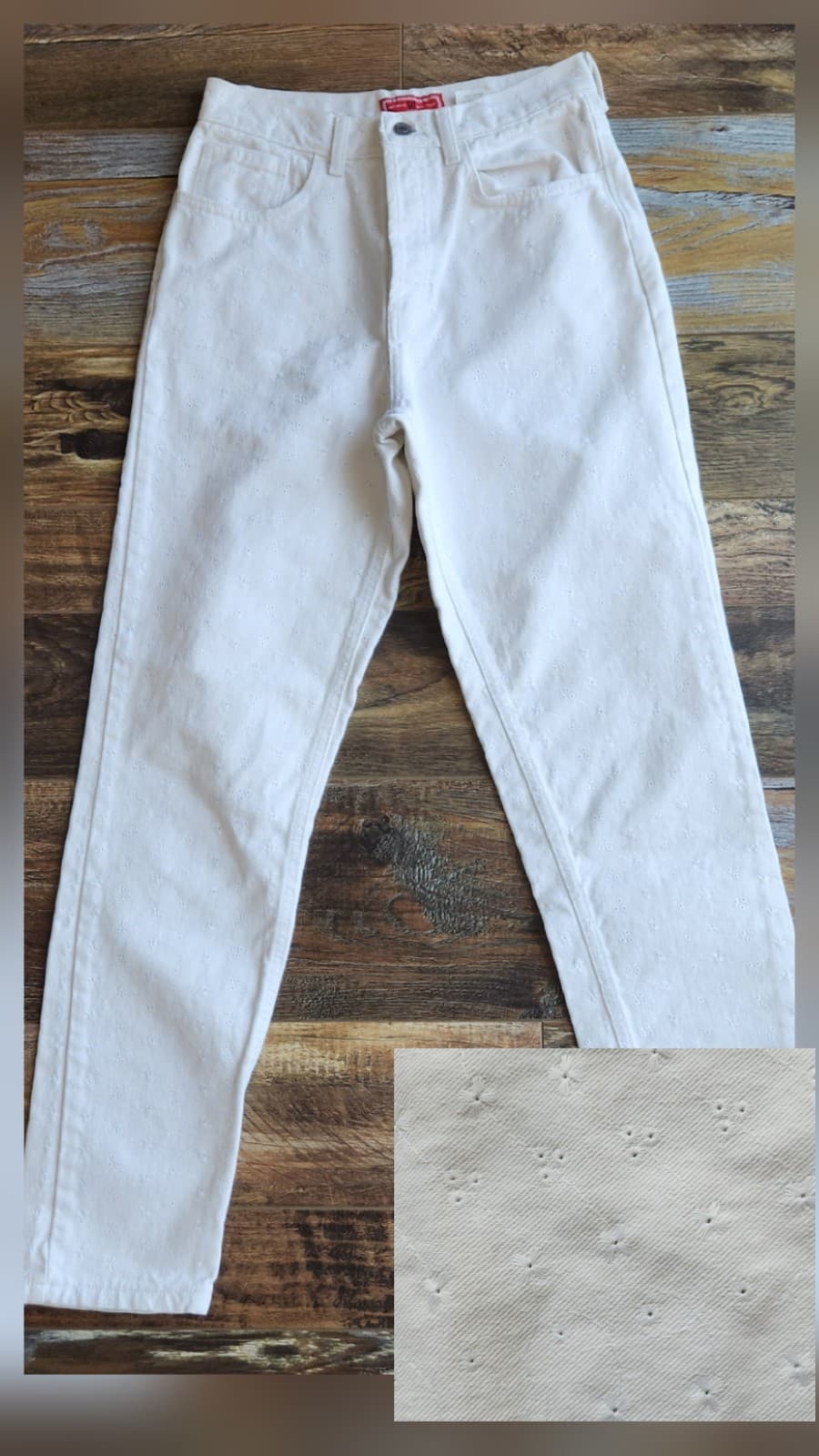 Vintage GAP Made in USA Eyelet Tapered High Waist Jeans Button-Fly White Sz.6